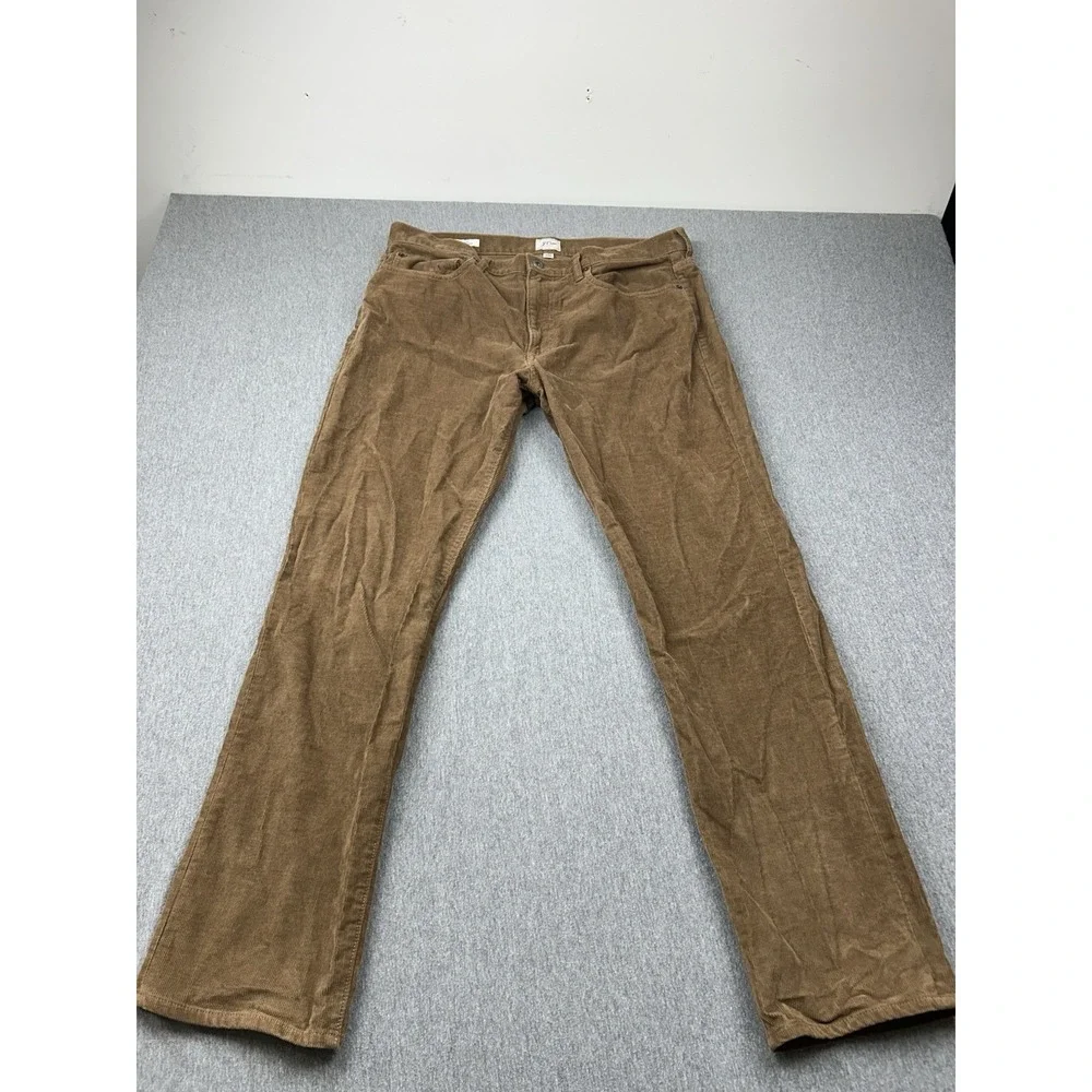 J Crew 770 Straight‎ Corduroy Pants Men's 35x32 Brown Cotton Flat Front